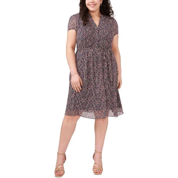 MSK Printed Shirt Dress Navy/Pink/Tan Plus Size 22W - Picture 1 of 2
